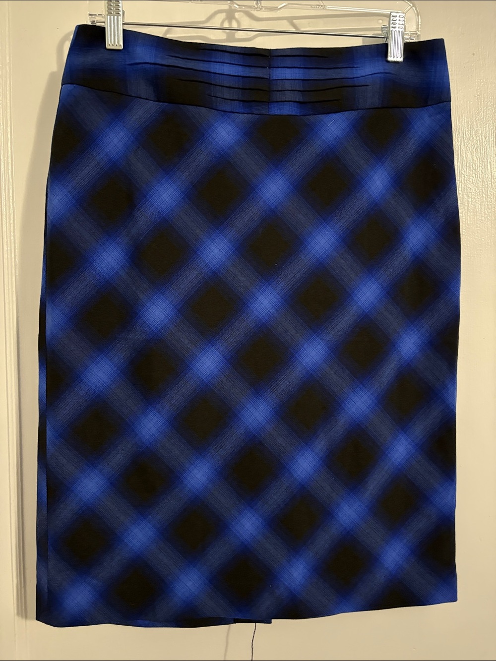 Grace Elements Blue Plaid Pencil Skirt - Classic Tailored Look